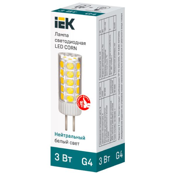 Лампочка светодиодная IEK LED CORN LLE-CORN-3-012-40-G4 G4/ 3 Вт/ 4000 K/ 285лм/ White photo 2 Лампочка светодиодная IEK LED CORN LLE-CORN-3-012-40-G4 G4/ 3 Вт/ 4000 K/ 285лм/ White photo 2