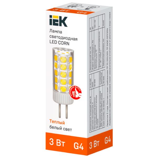 Лампочка светодиодная IEK LED CORN LLE-CORN-3-012-30-G4 G4/ 3 Вт/ 3000 K/ 285лм/ White photo 2 Лампочка светодиодная IEK LED CORN LLE-CORN-3-012-30-G4 G4/ 3 Вт/ 3000 K/ 285лм/ White photo 2