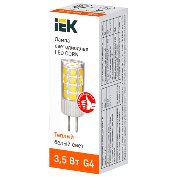 Лампочка светодиодная IEK LED CORN LLE-CORN-4-230-30-G4 G4/ 3.5 Вт/ 3000 K/ 333лм/ White photo 2 Лампочка светодиодная IEK LED CORN LLE-CORN-4-230-30-G4 G4/ 3.5 Вт/ 3000 K/ 333лм/ White photo 2