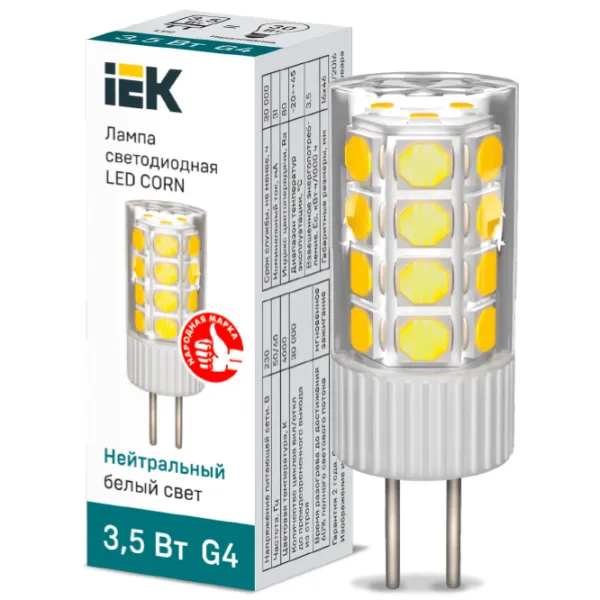 Bec LED IEK LED CORN LLE-CORN-4-230-40-G4 G4/ 3.5 W/ 4000 K/ 333lm/ White photo 3 Bec LED IEK LED CORN LLE-CORN-4-230-40-G4 G4/ 3.5 W/ 4000 K/ 333lm/ White photo 3