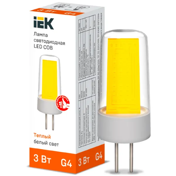 Bec LED IEK LED COB LLE-COB-3-230-30-G4 G4/ 3 W/ 3000 K/ 285lm/ Yellow photo 3 Bec LED IEK LED COB LLE-COB-3-230-30-G4 G4/ 3 W/ 3000 K/ 285lm/ Yellow photo 3