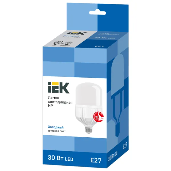 Лампочка светодиодная IEK HP LLE-HP-30-230-65-E27 E27/ 30 Вт/ 6500 К/ 2700лм/ White photo 2 Лампочка светодиодная IEK HP LLE-HP-30-230-65-E27 E27/ 30 Вт/ 6500 К/ 2700лм/ White photo 2