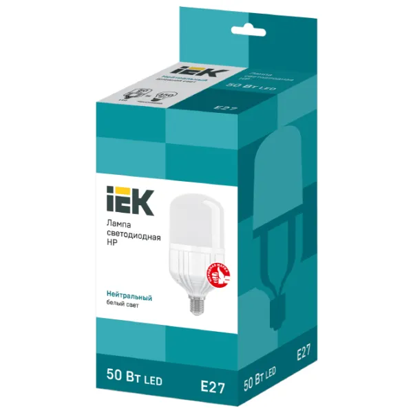 Лампочка светодиодная IEK HP LLE-HP-50-230-40-E27 E27 / 50 Вт / 4000 K / / White photo 2 Лампочка светодиодная IEK HP LLE-HP-50-230-40-E27 E27 / 50 Вт / 4000 K / / White photo 2