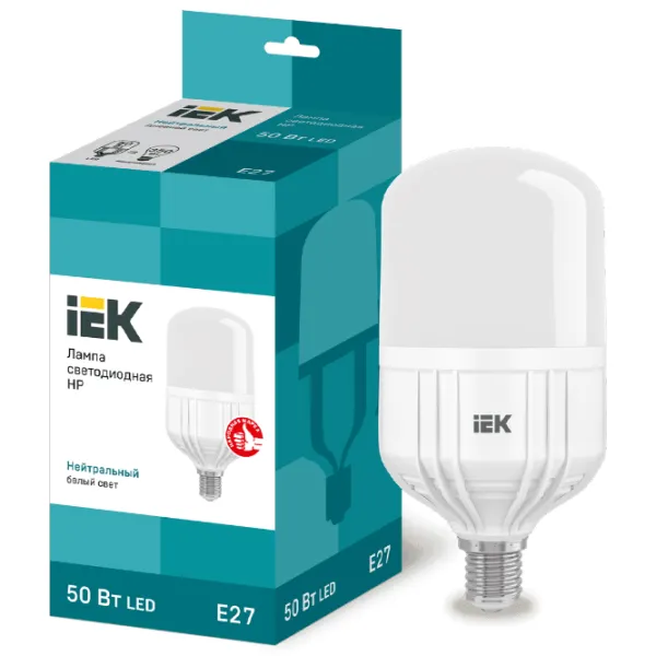 Лампочка светодиодная IEK HP LLE-HP-50-230-40-E27 E27 / 50 Вт / 4000 K / / White photo 3 Лампочка светодиодная IEK HP LLE-HP-50-230-40-E27 E27 / 50 Вт / 4000 K / / White photo 3
