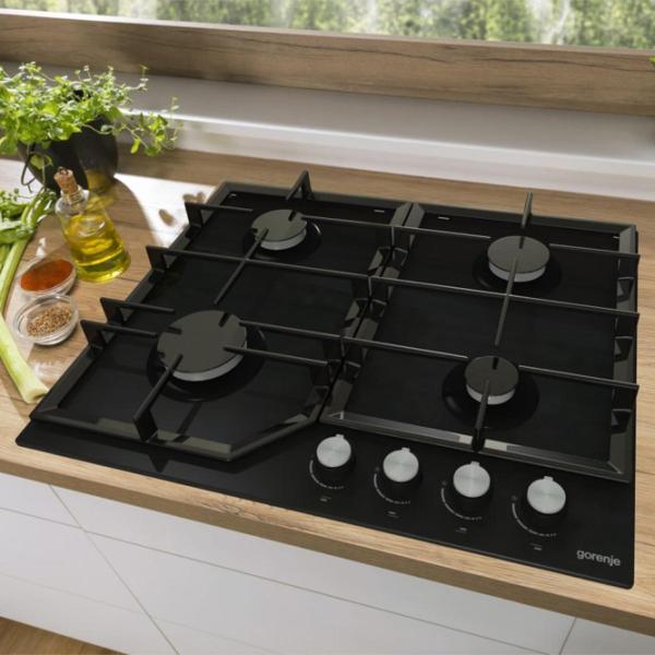 Plită încorporabilă pe gaz Gorenje GT641KB Sticlă călită/ Black photo 5