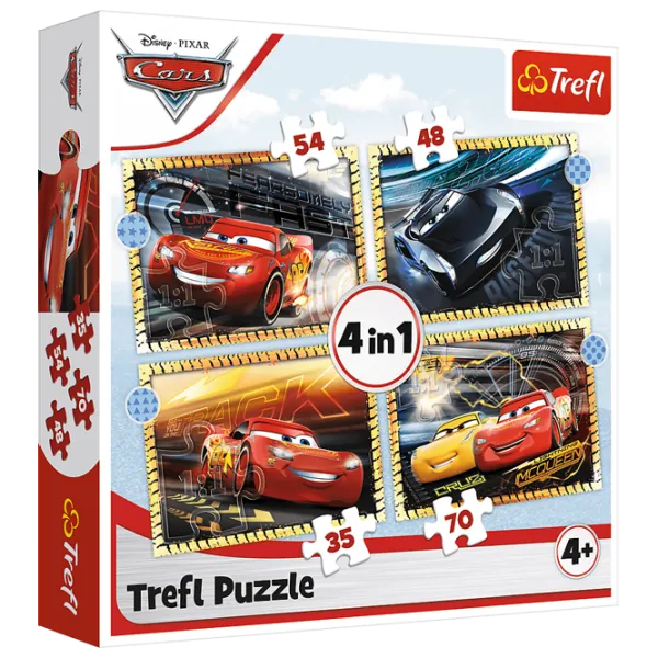 Пазл 2D Trefl 4 in 1 Ready, steady, go (Cars 3) 4+/ Количество деталей: 207 photo 4