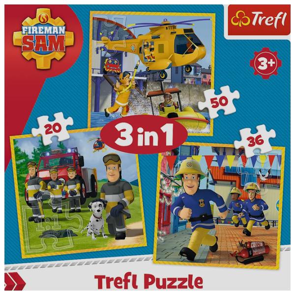 Пазл 2D Trefl 3 in 1 Fireman Sam in action 3+/ Количество деталей: 106 photo 2 Пазл 2D Trefl 3 in 1 Fireman Sam in action 3+/ Количество деталей: 106 photo 2