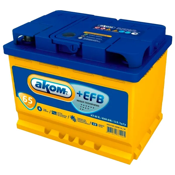 Acumulator auto Akom EFB 6СТ-65VL 670A photo 2 Acumulator auto Akom EFB 6СТ-65VL 670A photo 2