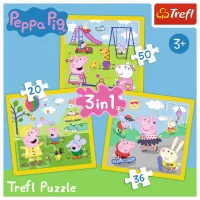 Puzzle 2D Trefl 3 in 1 Peppa's happy day 3+/ Numărul de piese: 106 photo 2