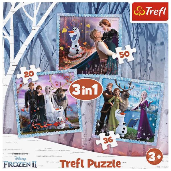 Puzzle 2D Trefl 3 in 1 The magical story (Frozen 2) 3+/ Numărul de piese: 106 photo 2