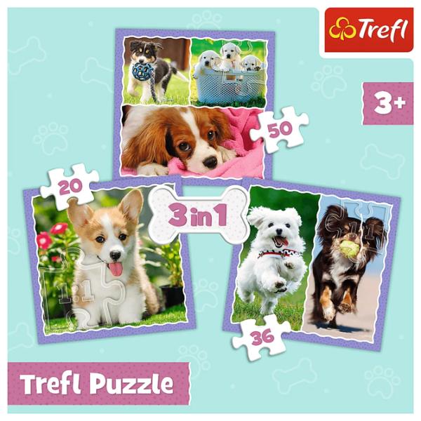 Пазл 2D Trefl 3 in 1 Lovely dogs 3+/ Количество деталей: 106 photo 2
