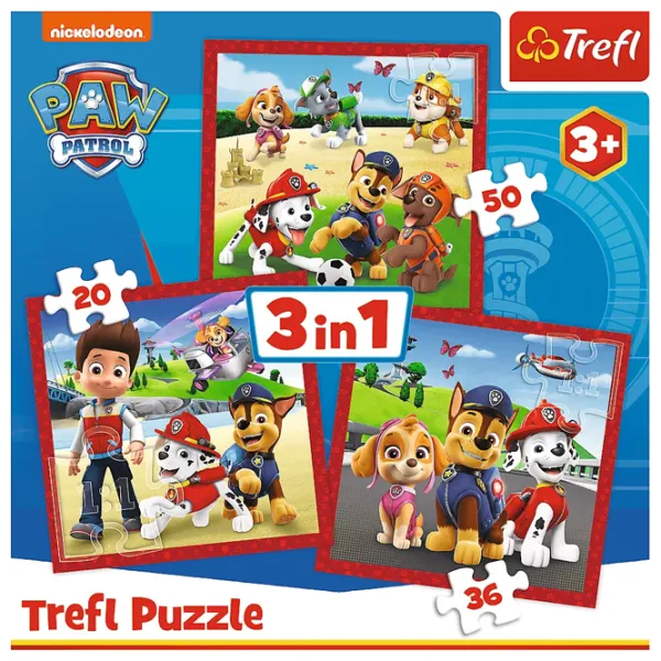 Пазл 2D Trefl 3 in 1 Paw Patrol Happy Dogs 3+/ Количество деталей: 106 photo 2