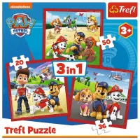 Puzzle 2D Trefl 3 in 1 Paw Patrol Happy Dogs 3+/ Numărul de piese: 106 photo 2