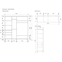 Dulap cupe Mobildor-Lux ARON 2100 desen 2226 210 x 60 x 220 / LPAL / Wenghe photo 3
