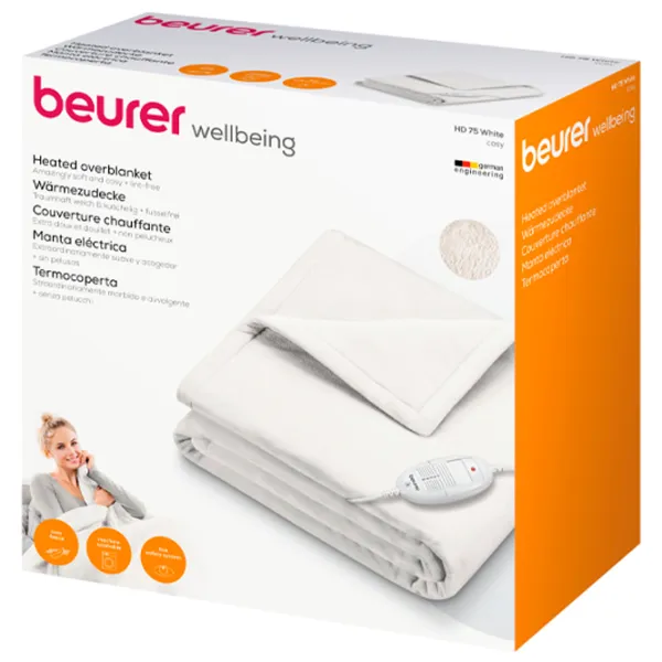 Pătură electrică Beurer HD75 Cosy 100 W/ Flis/ White photo 2