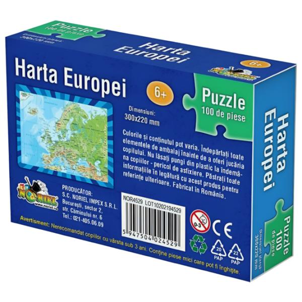 Puzzle 2D Noriel Harta Europei 6+/ Numărul de piese: 100 photo 2 Puzzle 2D Noriel Harta Europei 6+/ Numărul de piese: 100 photo 2