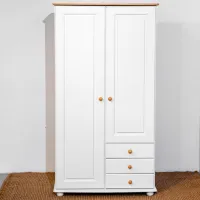 Dulap Clasic Mobicasa Dumbo 2 99 x 52 x 183 / Lemn / Alb antic photo 2