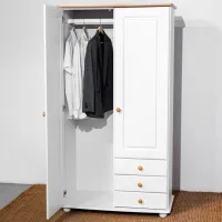 Dulap Clasic Mobicasa Dumbo 2 99 x 52 x 183 / Lemn / Alb antic photo 3
