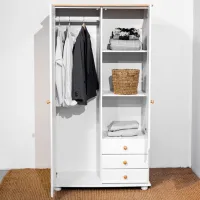 Dulap Clasic Mobicasa Dumbo 2 99 x 52 x 183 / Lemn / Alb antic photo 4