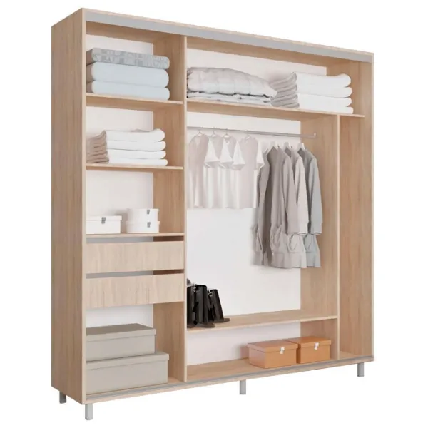 Dulap pentru haine Glisant Mobildor-Lux ARON S 2000 K3 3025 200 x 60 x 220 / PAL / Stejar Sonoma photo 2 Dulap pentru haine Glisant Mobildor-Lux ARON S 2000 K3 3025 200 x 60 x 220 / PAL / Stejar Sonoma photo 2