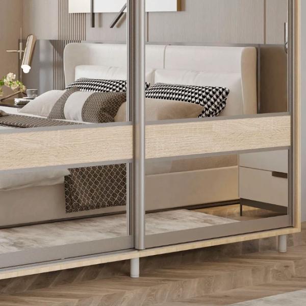 Dulap pentru haine Glisant Mobildor-Lux ARON S 2000 K3 3025 200 x 60 x 220 / PAL / Stejar Sonoma photo 4 Dulap pentru haine Glisant Mobildor-Lux ARON S 2000 K3 3025 200 x 60 x 220 / PAL / Stejar Sonoma photo 4