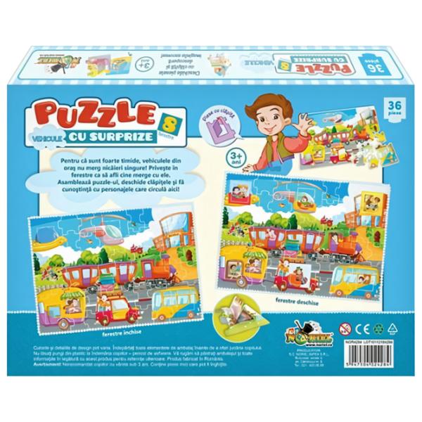 Puzzle 2D Noriel Vehicule cu surprize 3+/ Numărul de piese: 36 photo 2