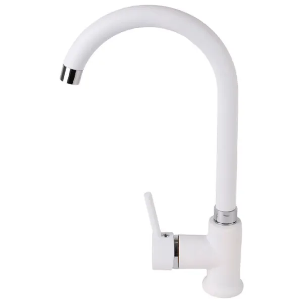 Baterie pentru bucătărie SanDonna F7073 mono comandă/ pivotantă/ Alamă/ White photo 2 Baterie pentru bucătărie SanDonna F7073 mono comandă/ pivotantă/ Alamă/ White photo 2