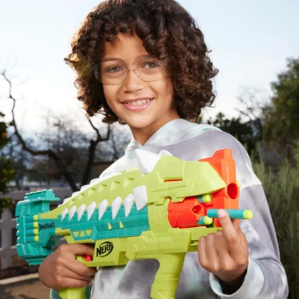 Pistol automat de jucărie Hasbro Nerf Dinosquad Armorstrike F5855 8+/ Săgeți/ Green photo 3