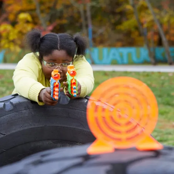 Pistol automat de jucărie Hasbro Nerf Elite 2.0 Face Off Target Set F8273 8+/ Săgeți/ Blue photo 6