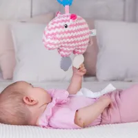 Jucărie pentru pătuțuri și cărucioare BaliBazoo Knit Hippo 80427 0+/ Pink photo 7
