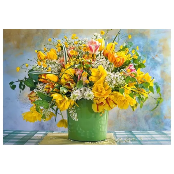 Puzzle 2D Castorland Spring Flowers In Green Vase 9+/ Numărul de piese: 1000 photo 2