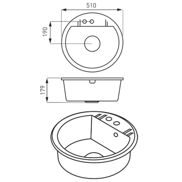 Chiuvetă Ferro DRGM1 51 x 51 / Piatră artificială / Gray photo 2