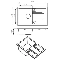 Кухонная мойка Ferro DRGM48 78 x 48 / Искусственный камень / Песочный photo 2