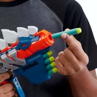 Pistol automat de jucărie Hasbro Nerf Blaster Stegosmash F0805 8+/ Săgeți/ Blue photo 6