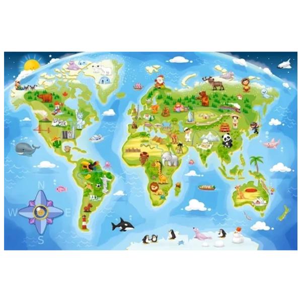 Puzzle 2D Castorland Maxi - World Map 4+/ Numărul de piese: 40 photo 2