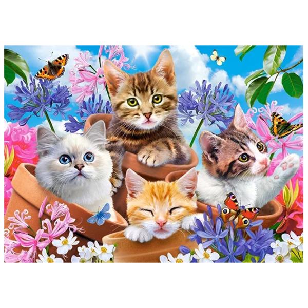 Puzzle 2D Castorland Kittens with Flowers 5+/ Numărul de piese: 70 photo 2