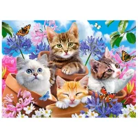 Puzzle 2D Castorland Kittens with Flowers 5+/ Numărul de piese: 70 photo 2