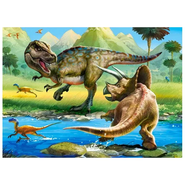 Puzzle 2D Castorland Tyrannosaurus vs Triceratops 5+/ Numărul de piese: 70 photo 2