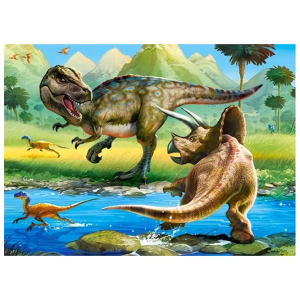 Puzzle 2D Castorland Tyrannosaurus vs Triceratops 5+/ Numărul de piese: 70 photo 2