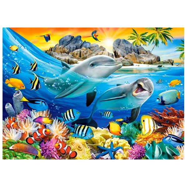 Puzzle 2D Castorland Dolphins in the Tropics 6+/ Numărul de piese: 100 photo 2