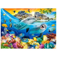 Puzzle 2D Castorland Dolphins in the Tropics 6+/ Numărul de piese: 100 photo 2