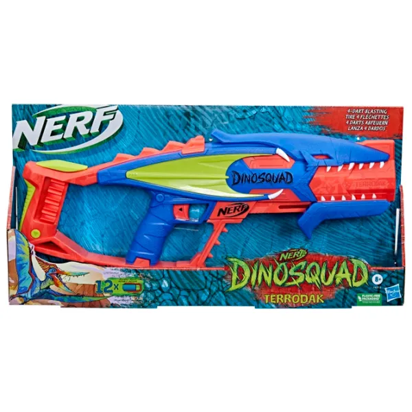 Pistol automat de jucărie Hasbro Nerf DinoSquad Terrodak F6313 8+/ Săgeți/ Red photo 3