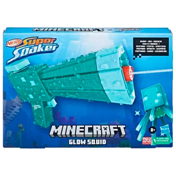 Pistol cu apa Hasbro Nerf Super Soaker Minecraft Glow Squid F7600 8+/ Apă/ Blue photo 2 Pistol cu apa Hasbro Nerf Super Soaker Minecraft Glow Squid F7600 8+/ Apă/ Blue photo 2