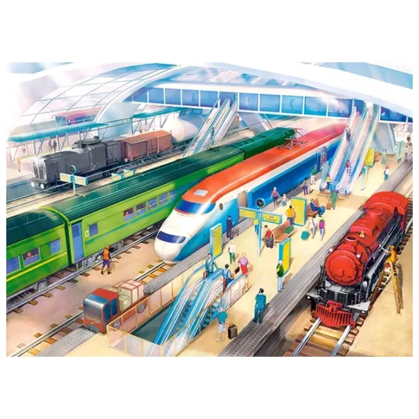 Puzzle 2D Castorland Train Station 6+/ Numărul de piese: 100 photo 2