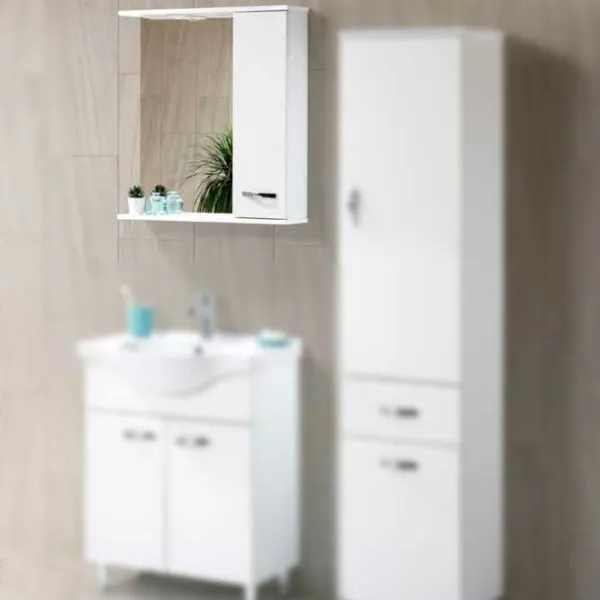Шкаф с зеркалом Martat Olympia 73.2см x 55см x 16см/ МДФ/ Белый photo 2