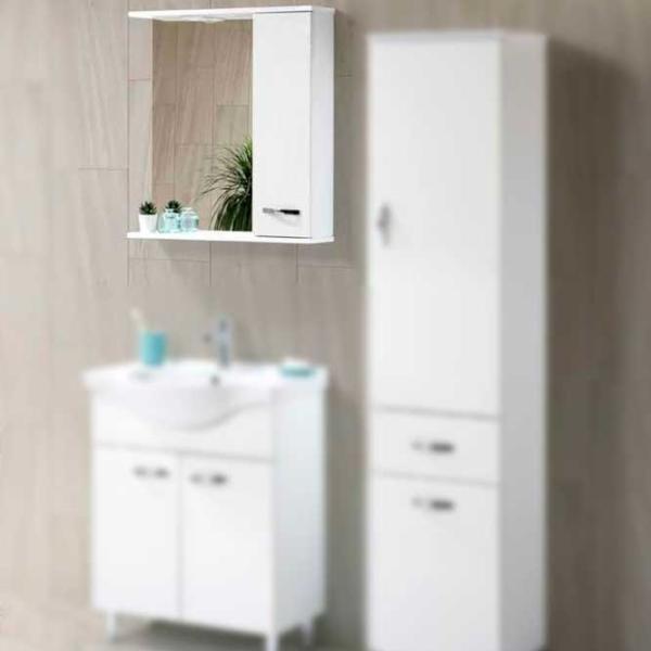 Шкаф с зеркалом Martat Olympia 73.2см x 55см x 16см/ МДФ/ Белый photo 2