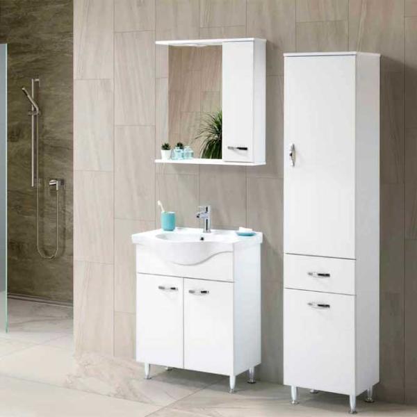 Шкаф с зеркалом Martat Olympia 73.2см x 65см x 16см/ МДФ/ Белый photo 2