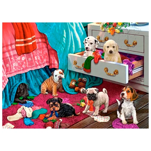 Пазл 2D Castorland Puppies in the Bedroom 8+/ Количество деталей: 300 photo 2