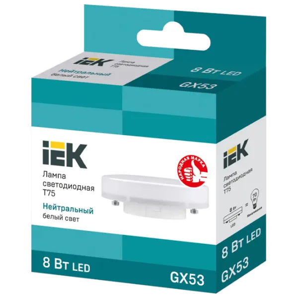 Лампочка светодиодная IEK T75 LLE-T80-8-230-40-GX53 GX53/ 8 Вт/ 4000 K/ 720лм/ White photo 2 Лампочка светодиодная IEK T75 LLE-T80-8-230-40-GX53 GX53/ 8 Вт/ 4000 K/ 720лм/ White photo 2