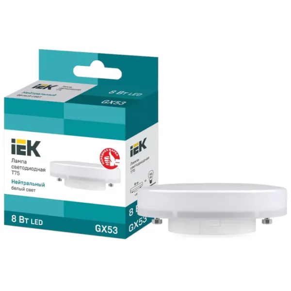 Лампочка светодиодная IEK T75 LLE-T80-8-230-40-GX53 GX53/ 8 Вт/ 4000 K/ 720лм/ White photo 3 Лампочка светодиодная IEK T75 LLE-T80-8-230-40-GX53 GX53/ 8 Вт/ 4000 K/ 720лм/ White photo 3